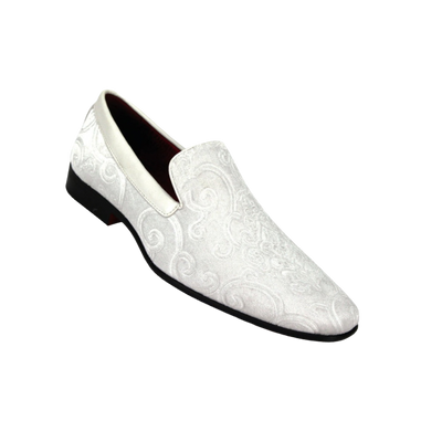 Men's White Velvet Loafer Slip On Fancy Style - Design Menswear