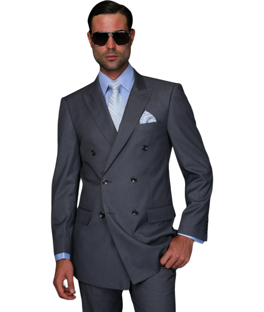 Statement Men's charcoal gray double breasted suit classic fit