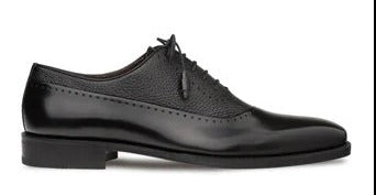 Mezlan Black Men's Dress Lace Up Shoes Two Tone Ostrich Calf Oxford - Design Menswear