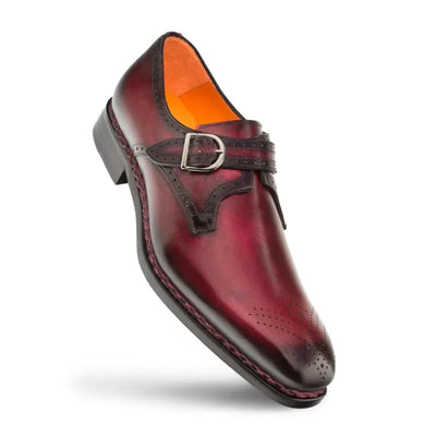 Mezlan Burgundy Artisan Welt Monk Strap Genuine Leather - Design Menswear