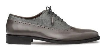 Mezlan Gray Men's Dress Lace Up Shoes Ostrich Calf Oxford Postdam - Design Menswear