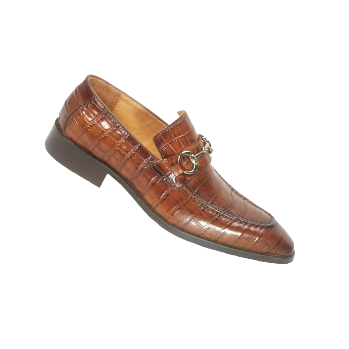 Carrucci Cognac Embossed Leather Men&