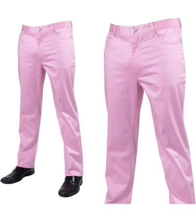 Pink Men's Jeans Classic Fit Stretch Material By Prestige - Design Menswear