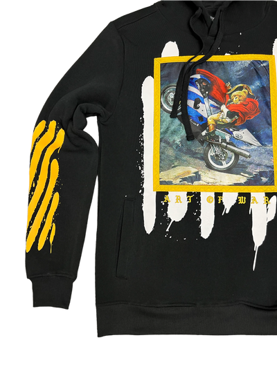 Black Motorcycle Men's Graphic Hoodies Long Sleeves Heavy Blend Rebel Minds - Design Menswear