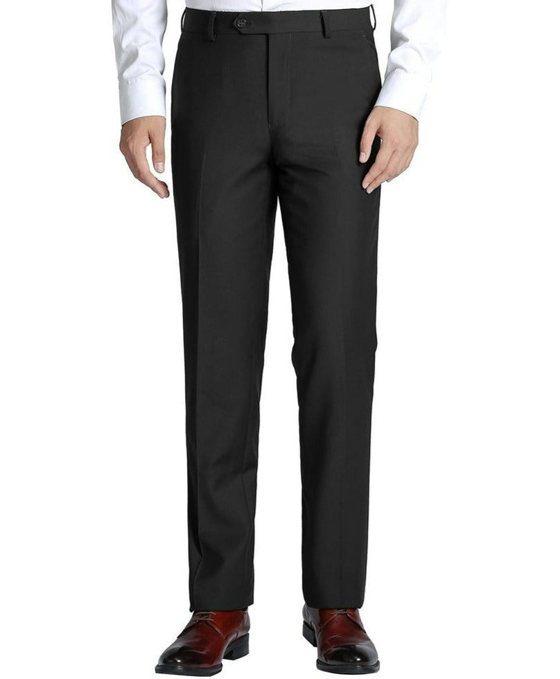Renoir Solid Black Men's Slim Fit Dress Pants Flat Front – DESIGN MENSWEAR