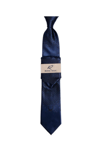 Rossi Man Navy Ties and Hanky Set - Design Menswear