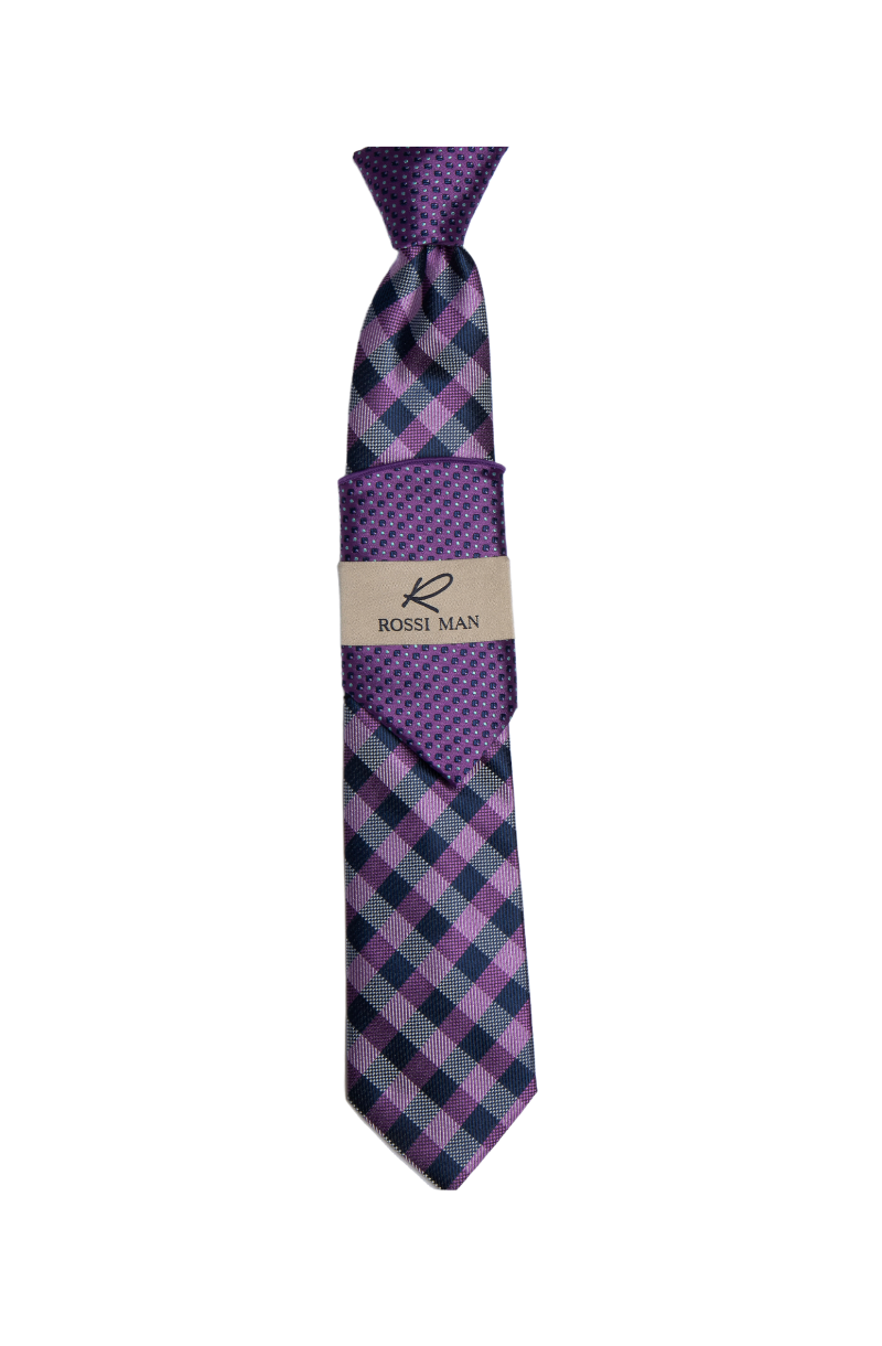 Rossi Man Purple Striped Ties and Hanky Set – Design Menswear