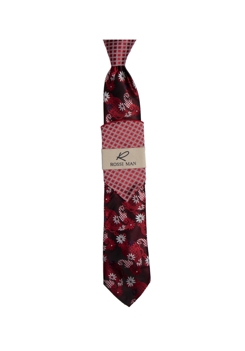 Rossi Man Red Ties and Hanky Set - Design Menswear