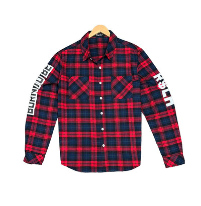Men's Red Windowpane Casual Shirt Long Sleeves - DESIGN MENSWEAR
