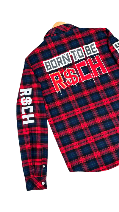 Men's Red Windowpane Casual Shirt Long Sleeves - DESIGN MENSWEAR