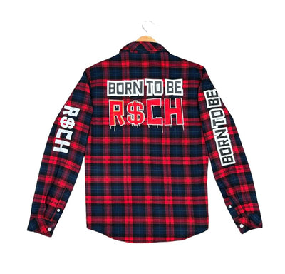 Men's Red Windowpane Casual Shirt Long Sleeves - DESIGN MENSWEAR