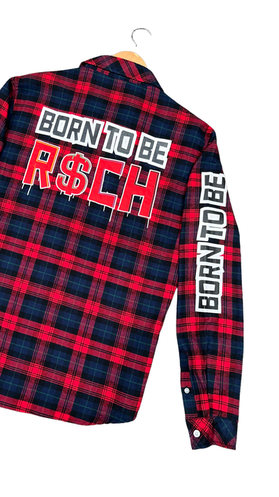 Men's Red Windowpane Casual Shirt Long Sleeves - DESIGN MENSWEAR