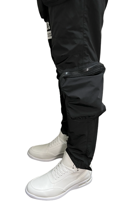 Smoke Rise Mens Black Cargo Open Bottom Jogger Slim Fit pants - Design Menswear