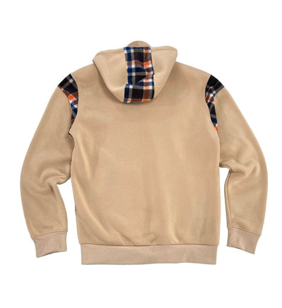 Switch Remarkable Tan Pullover Men's Plaided Pockets Hoodies Heavy Blend - Design Menswear