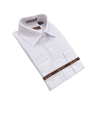 White men's dress shirt spread collar convertible cuff regular fit - DESIGN MENSWEAR