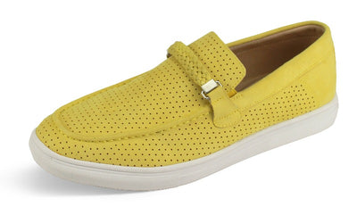 New York City Yellow Men's Casual Slip-On Shoes Suede Leather Loafer - Design Menswear