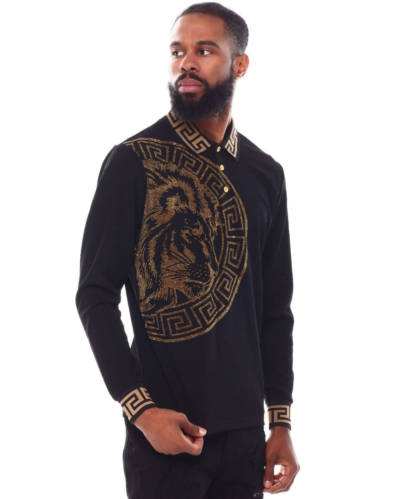 Black Lion Border Print Men&