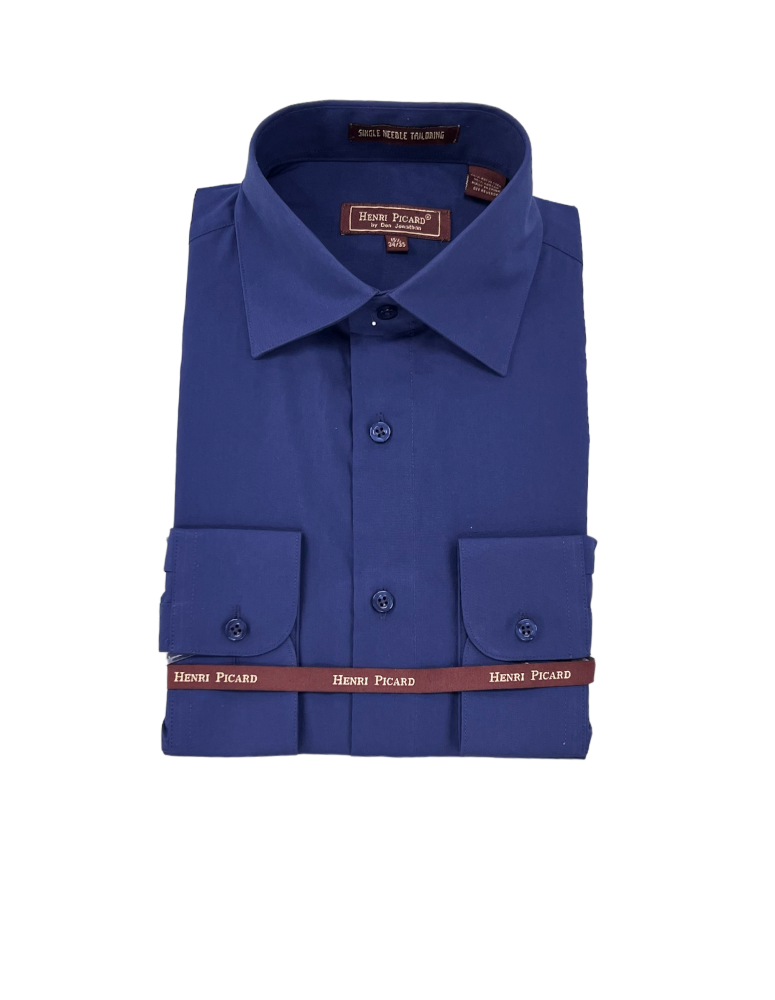 tailoring dress shirts Men's blue dress shirt spread collar convertible cuff regular fit – DESIGN MENSWEAR