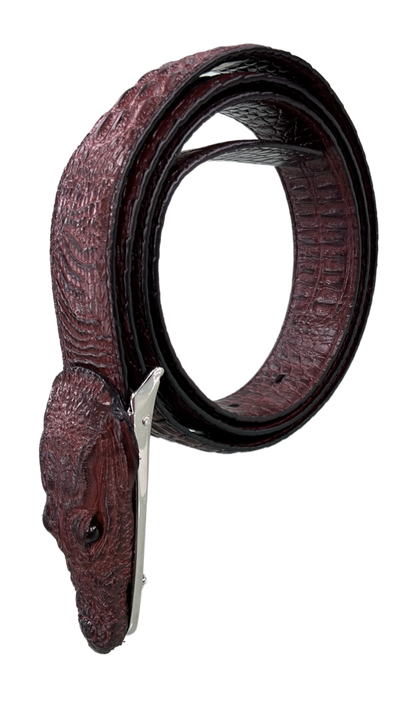 men's brown alligator belt genuine leather alligator head - Design Menswear