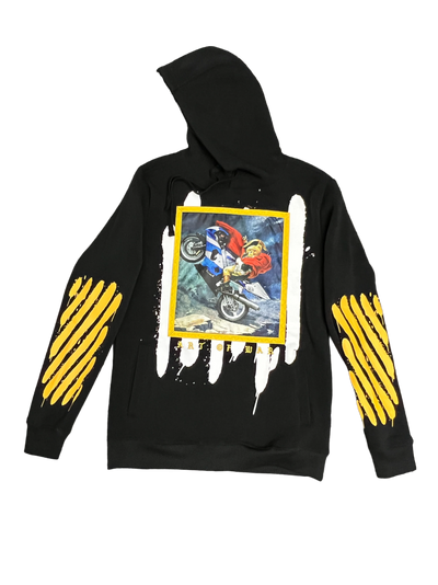 Black Motorcycle Men's Graphic Hoodies Long Sleeves Heavy Blend Rebel Minds - Design Menswear