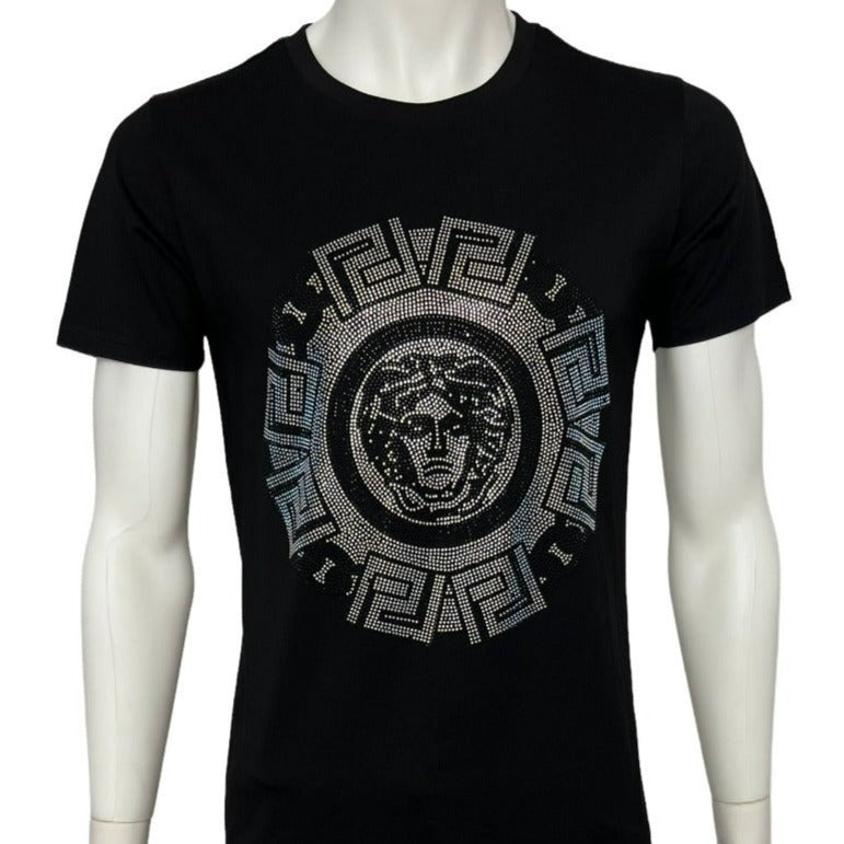 Men's Black Graphic Tees Silver Stone Printed – Design Menswear