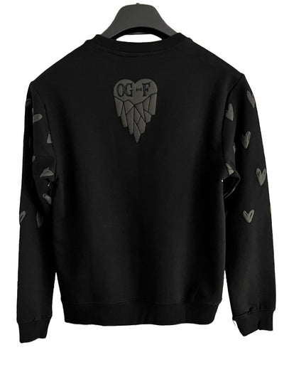 Men's Black Hearts Print Graphic Sweatshirts Long Sleeves - Design Menswear