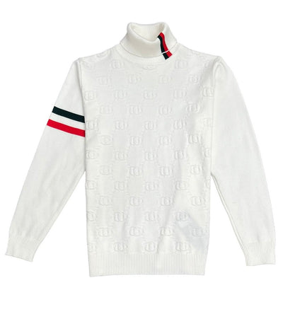 Men's White Turtleneck Sweaters Printed Fashion Style - Design Menswear