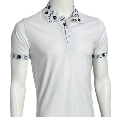 Men's White Polo solid color Short-sleeve T-shirt Fashion design - Design Menswear