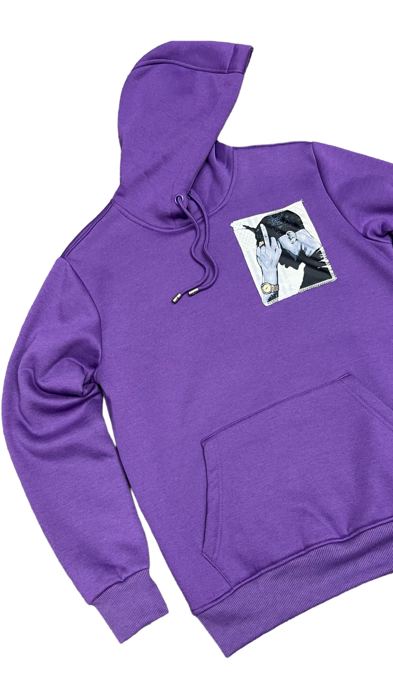 Purple Graphic Printed Hoodies Men&