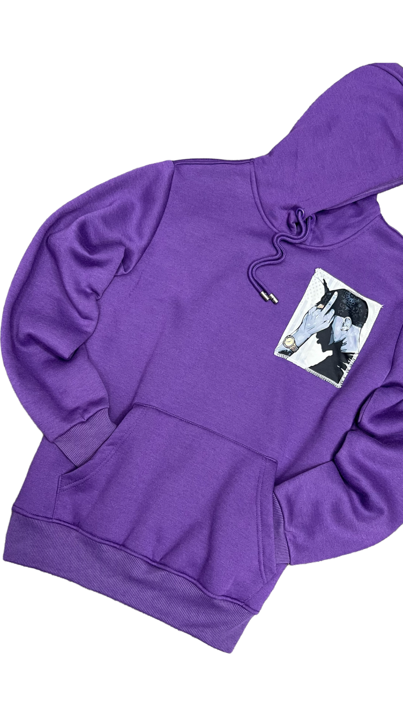 Purple Graphic Printed Hoodies Men&