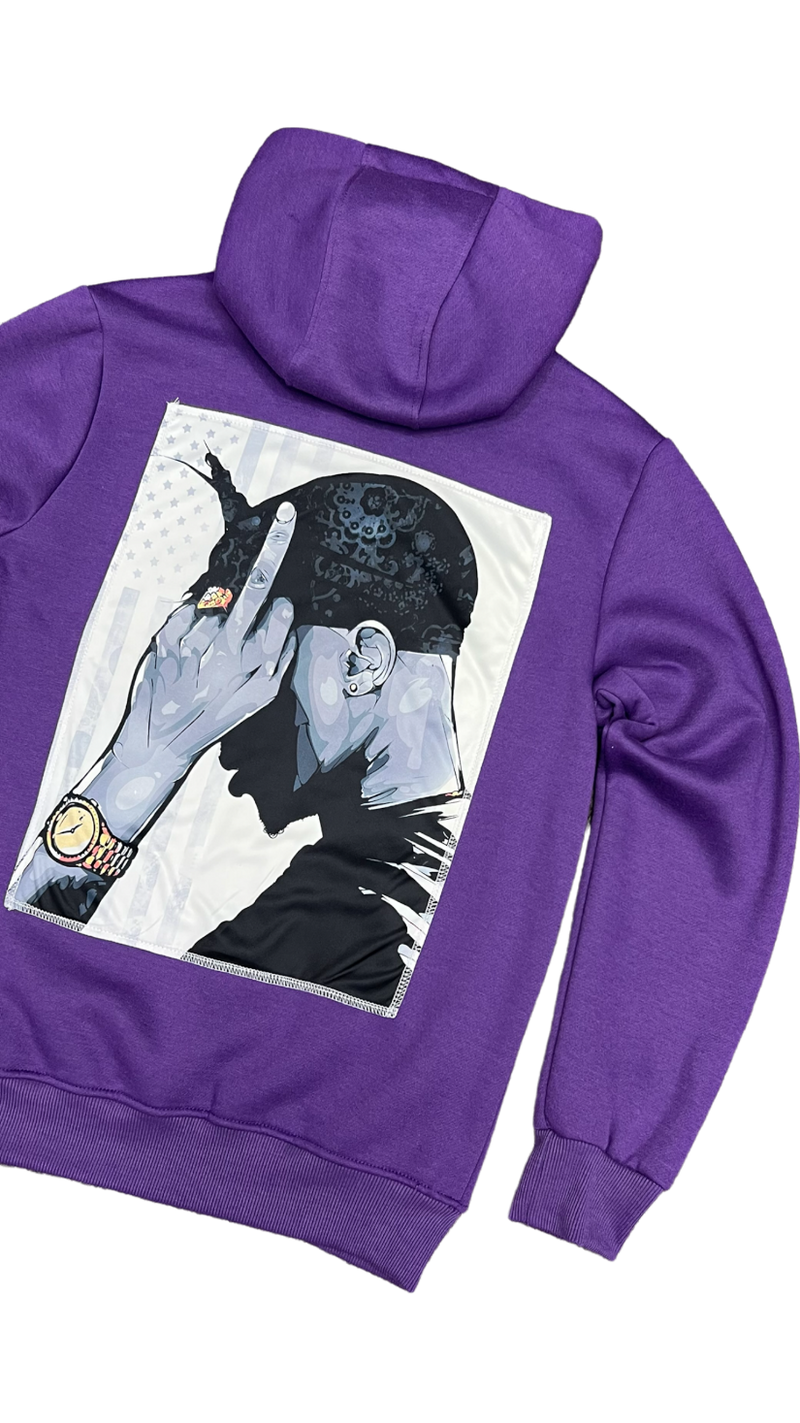 Purple Graphic Printed Hoodies Men&