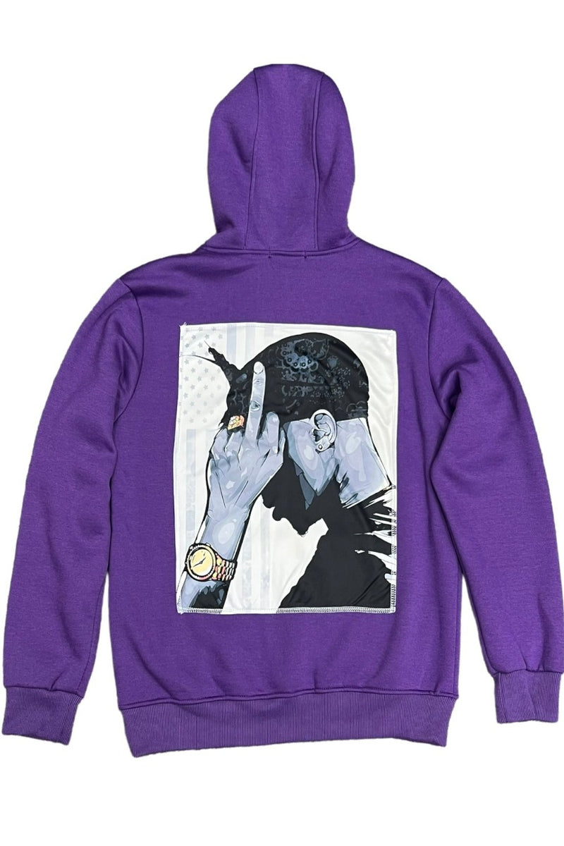 Purple Graphic Printed Hoodies Men&