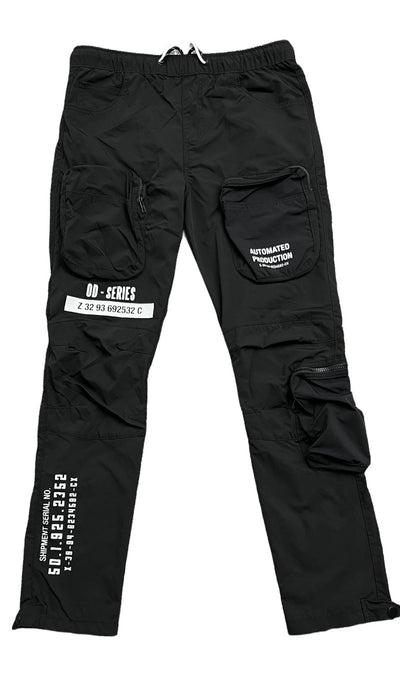 Smoke Rise Mens Black Cargo Open Bottom Jogger Slim Fit pants - Design Menswear