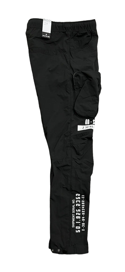 Smoke Rise Mens Black Cargo Open Bottom Jogger Slim Fit pants - Design Menswear